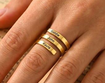 Custom Three Name Ring, Personalized Double Name Ring, Triple Name Ring, Family Names, Birthday Gift, Perfect Grandma Gift, Anniversary Gift