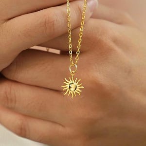 Sun Necklace, Tiny Sunshine Pendant Necklace, Dainty Jewelry for Women, Celestial Necklace, Christmas Gift, Gift for Mom, Everyday Necklace