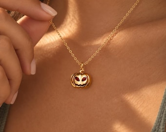 Custom Birthstone Pumpkin Necklace, Birthstone Necklace, Statement Necklace, Witchy Jewelry, Spooky Jewelry, Fall Jewelry, Halloween Gift