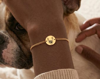 Custom Pet Portraits Charm Bracelet, Memorial Bracelet for Cat Dog Mom, Personalized Pet Gifts, Pet Memorial, Pet Loss Gift, Pet Jewelry