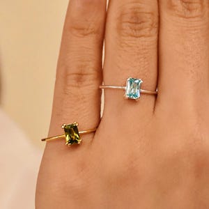 Baguette Birthstone Ring, Engagement Ring, Citrine Birthstone Ring, Custom Gemstone Ring, Vintage Style Crystal Ring, Gift for Her