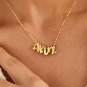 Collar personalizado con letras 3D, collar con nombre de burbuja, collar de plata de ley, joyería con nombre, collar con inicial, regalo de Navidad, colgante con nombre