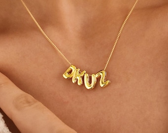 Personalized 3D Letter Necklace, Bubble Name Necklace, Sterling Silver Necklace, Name Jewelry, Initial Necklace, Christmas Gift,Name Pendant