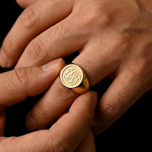 Siegelring für Frauen und Männer, Gold Monogramm Ring, Siegelring für Frauen, Schmuck mit Gravur, Perfektes Geschenk für Sie, Siegelring für Paare