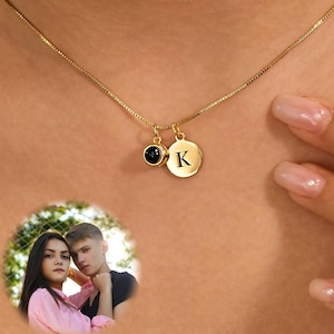 Collar con proyección de fotos personalizado, collar con iniciales con foto conmemorativa, collar con letras, joyería con proyección de imágenes, regalo para el Día de la Madre.