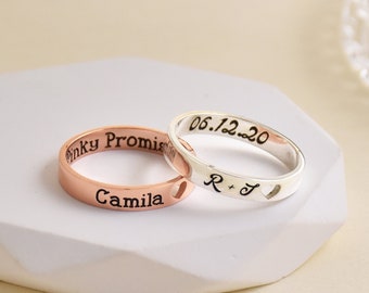 Engraved Rings,Dainty Name ring,Custom Initial Ring,Custom Rings Both Sides Engraveable,personalized ring,Mom Gift,Wedding Gift,gift for her