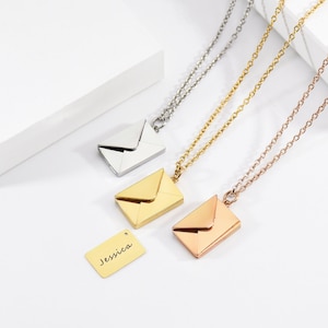 Collar de nombre de sobre de correo, collar de mensaje secreto de medallón de sobre, collar de medallón personalizado, joyería de pareja, regalo de mejor amigo de moda