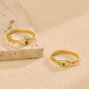 Pfotenabdruck Ring, Hund Pfote Ring, Hund Ring, Haustier Name Ring, Stapelbar Namen Ringe, Haustier Erinnerung Geschenk, Verlust von Hund Geschenk, Haustier-Liebhaber Geschenk, Hundemama