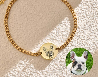 Custom Pet Portraits Charm Bracelet, Memorial Bracelet for Cat Dog Mom, Personalized Pet Gifts, Pet Memorial, Pet Loss Gift, Pet Jewelry