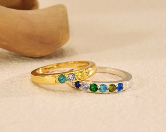 Family Birthstone Ring, Multi-stone Ring, Birthstone Ring for Women, Personalized Unique Gifts for Mom, Gemstone Ring, Gift for Her, Jewelry