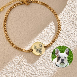 Custom Pet Portraits Charm Bracelet, Memorial Bracelet for Cat Dog Mom, Personalized Pet Gifts, Pet Memorial, Pet Loss Gift, Pet Jewelry