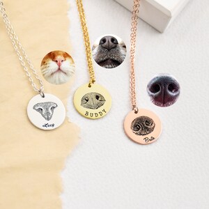 Custom Actual Dog Nose Print Necklace,Real Dog Nose Print Jewelry,Engraved Dog Nose Print,Memorial Pet Necklace,Pet Loss Gift,Pet Lover Gift image 2