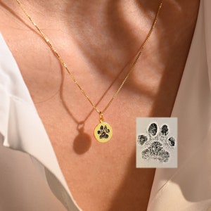 Actual Paw Print Necklace, Pet Paw Print Necklace, Personalized Gift for Her, Pet Memorial Jewelry, Cat Dog Lovers Jewelry, Christmas Gift