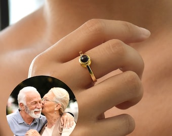 Custom Photo Projection Ring, Couple Ring, Matching Bridesmaid Wedding Jewelry, Ring for Men, Gift for Her, Anniversary Gift, Christmas Gift