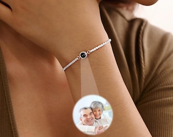 Custom Photo Bracelet, 925 Sterling Silver Personalized Photo Bracelet, Projection Bracelet, Memorial Gift, Gift for Her, Christmas Gifts