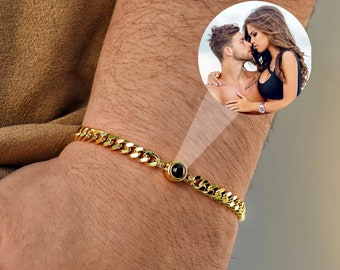 Personalized Photo Projection Bracelet, Photo Bracelet, Custom Bracelet for Men,Father&#39;s Day Gift,Memorial Bracelet,Anniversary Gift for Him