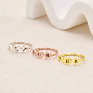 Custom Family Zodiac Ring,Personalized Star Moon Sun Ring,solid 925 silver Astrology Ring,Constellation Ring,Zodiac Jewelry,friend jewelry