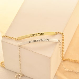 Personalized Bar bracelet for Women,Custom Name Bracelet,Initial Nameplate Bracelet,Friendship Custom Bracelet,Gift for Her,Bridesmaids Gift