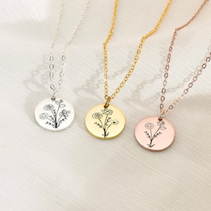 Custom Combined Birth Flower Necklace, Floral Pendant Necklaces, Birth Flower Bouquet Necklace, Birth Month Flower Necklace, Gift for Her