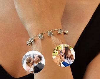 Custom Photo Projection Bracelet, Photo Bracelet, Picture Inside Bracelet, Photo Jewelry, Memory Gift, Couple Bracelets, Gift for Her