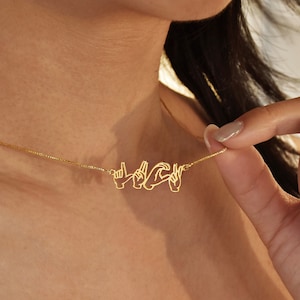 Custom Sign Language Necklace, ASL necklace, Personalized Name Necklace in Sign Language, Friendship Necklace for Mom, Mother's Day Gift