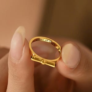 Custom Graduation Birthstone Ring, Personalized Class of 2026 Graduation Ring, Engravings Ring, Graduation Jewelry for Women, Gift for Her