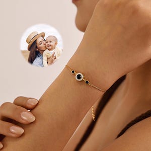 Custom Photo Projection Bracelet with Birthstone, Photo Memorial Bracelet, Memorial Picture Inside Bracelet, Best Friend Gift, Gift for Her