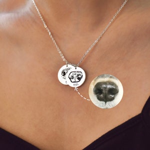 Custom Actual Dog Nose Print Necklace,Real Dog Nose Print Jewelry,Engraved Dog Nose Print,Memorial Pet Necklace,Pet Loss Gift,Pet Lover Gift image 1