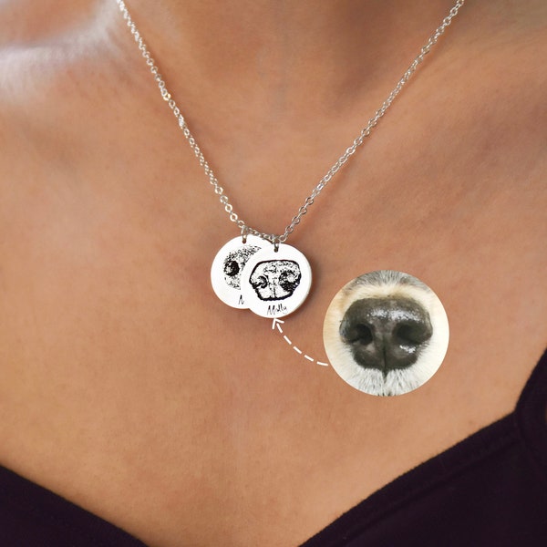 Aangepaste werkelijke hond neus print ketting, echte hond neus print sieraden, gegraveerde hond neus print, Memorial huisdier ketting, huisdier verlies cadeau, huisdier minnaar cadeau