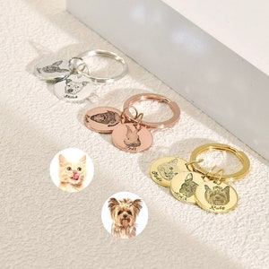 Custom Pet Keychain, Dog Keychain for Mom, Engraved Pet Portrait Keychain, Personalized Dog Memorial Gift, Fathers Day Gift, Gift for Him