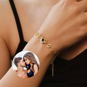 Personalised Photo Projection Bracelet, Heart Projection Bracelet, Memorial Photo Bracelet, Christmas Gift, Wedding Gift, Gift for Her