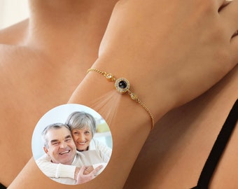 Custom Photo Projection Bracelet with Birthstone, Photo Memorial Bracelet, Memorial Picture Inside Bracelet, Best Friend Gift, Gift for Her