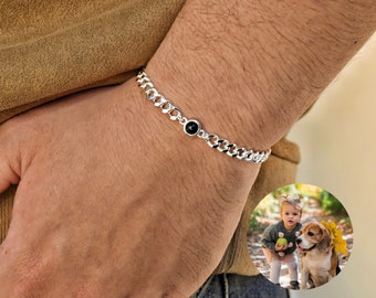 Bracciale per proiezione fotografica personalizzato, braccialetto fotografico, braccialetto personalizzato per uomo, regalo per la festa del papà, braccialetto commemorativo, regalo di anniversario per lui