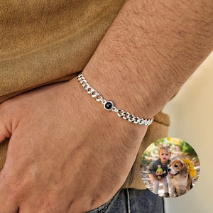 Personalized Photo Projection Bracelet, Photo bracelet, Custom Bracelet for Men,Father's Day Gift,Memorial Bracelet,Anniversary Gift for Him