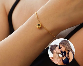 Pulsera de fotos personalizada, pulsera de fotos personalizada de plata de ley 925, pulsera de proyección, regalo conmemorativo, regalo para ella, regalos de Navidad