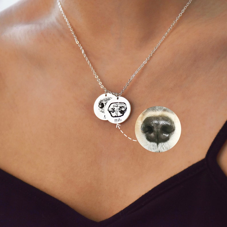 Custom Actual Dog Nose Print Necklace,Real Dog Nose Print Jewelry,Engraved Dog Nose Print,Memorial Pet Necklace,Pet Loss Gift,Pet Lover Gift image 1