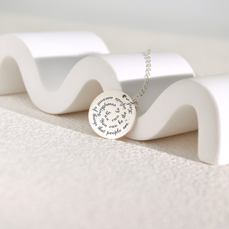 Custom Quote Necklace,Spiral Quote Necklace,Message Necklace,Personalized PhraseJewelry Book Quote Song Lyric Scripture Verse,Gift for Her image 5