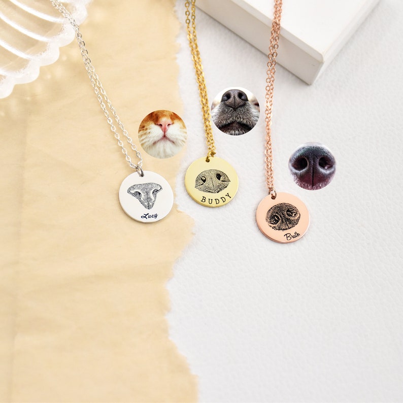 Custom Actual Dog Nose Print Necklace,Real Dog Nose Print Jewelry,Engraved Dog Nose Print,Memorial Pet Necklace,Pet Loss Gift,Pet Lover Gift image 2