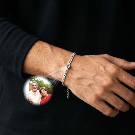 Personalized Photo Projection Bracelet, Photo Bracelet, Custom Bracelet for Men,Father's Day Gift,Memorial Bracelet,Anniversary Gift for Him
