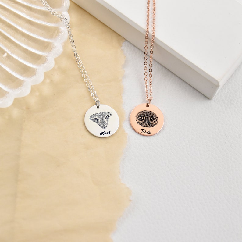 Custom Actual Dog Nose Print Necklace,Real Dog Nose Print Jewelry,Engraved Dog Nose Print,Memorial Pet Necklace,Pet Loss Gift,Pet Lover Gift image 7