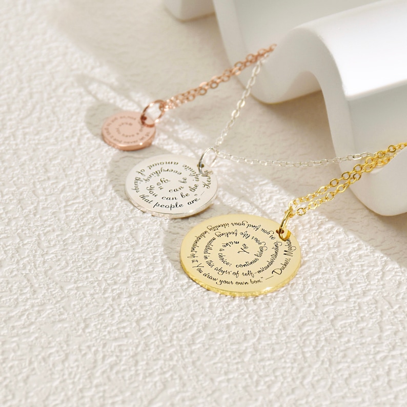 Custom Quote Necklace,Spiral Quote Necklace,Message Necklace,Personalized PhraseJewelry Book Quote Song Lyric Scripture Verse,Gift for Her image 2