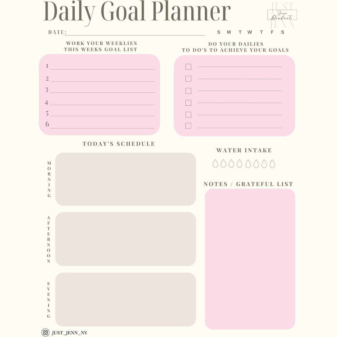 Daily Goal Planner Digital Download - Etsy