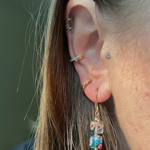 Colorful Millefiori Glass Dangle Earrings