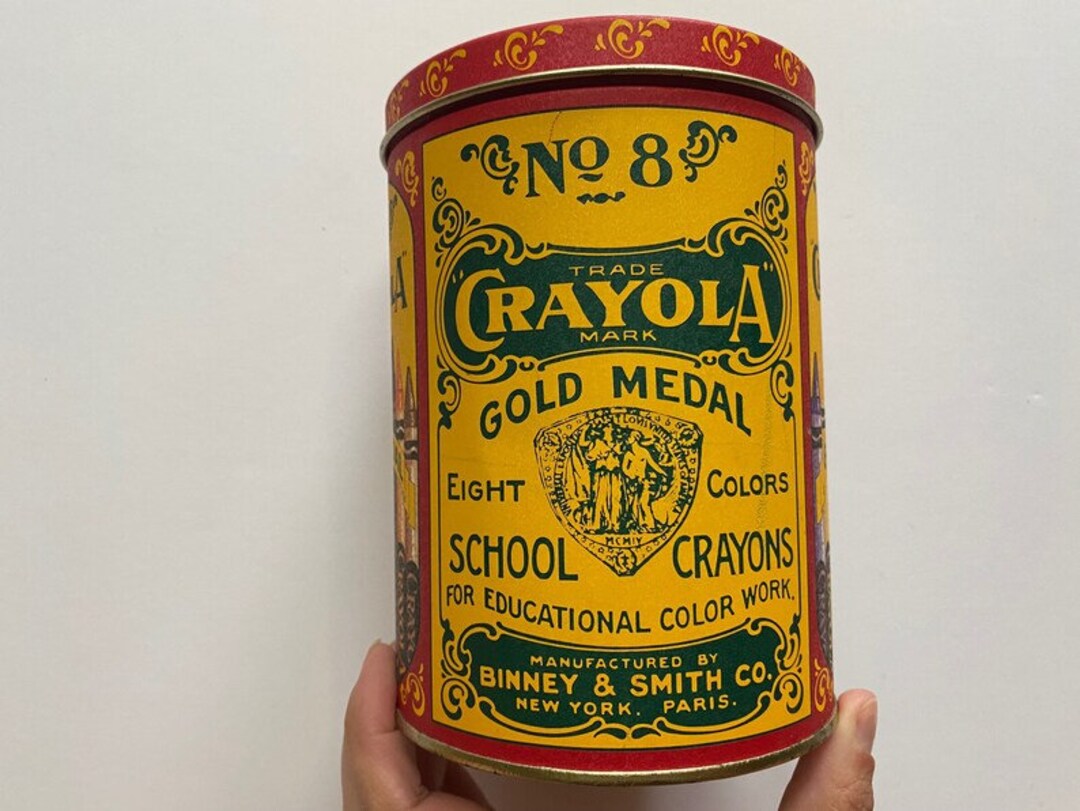 1982 Crayola Crayons Tin Storage Container For Kids Collectible