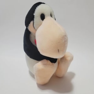 Opus Penguin with Red Bow Tie, Bloom County, Vintage Plush Stuffed Animal Toy, Dakin, 1985, 8.5 Inches