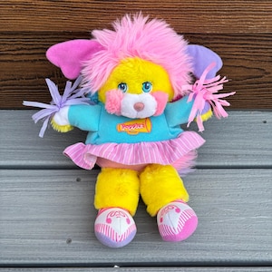 Vintage Cheerleader Popples Potato Chip Popple Yellow Pink Mattel Plush Stuffed Animal Original 80s Retro Old Classic