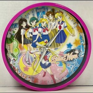 Sailor Moon Wall Clock Bad Bunz Tested & Working 7 3/4"