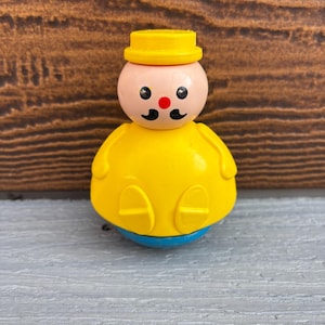 Fisher Price Weeble Wobble Butcher / Weeble Wobble Man in Yellow / Fisher Price anni &#39;70 / Fisher Price Weeble