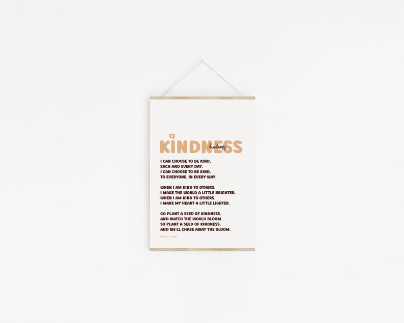 Kindness Poem Printable, DIGITAL DOWNLOAD, Quote Print, Wall Decor