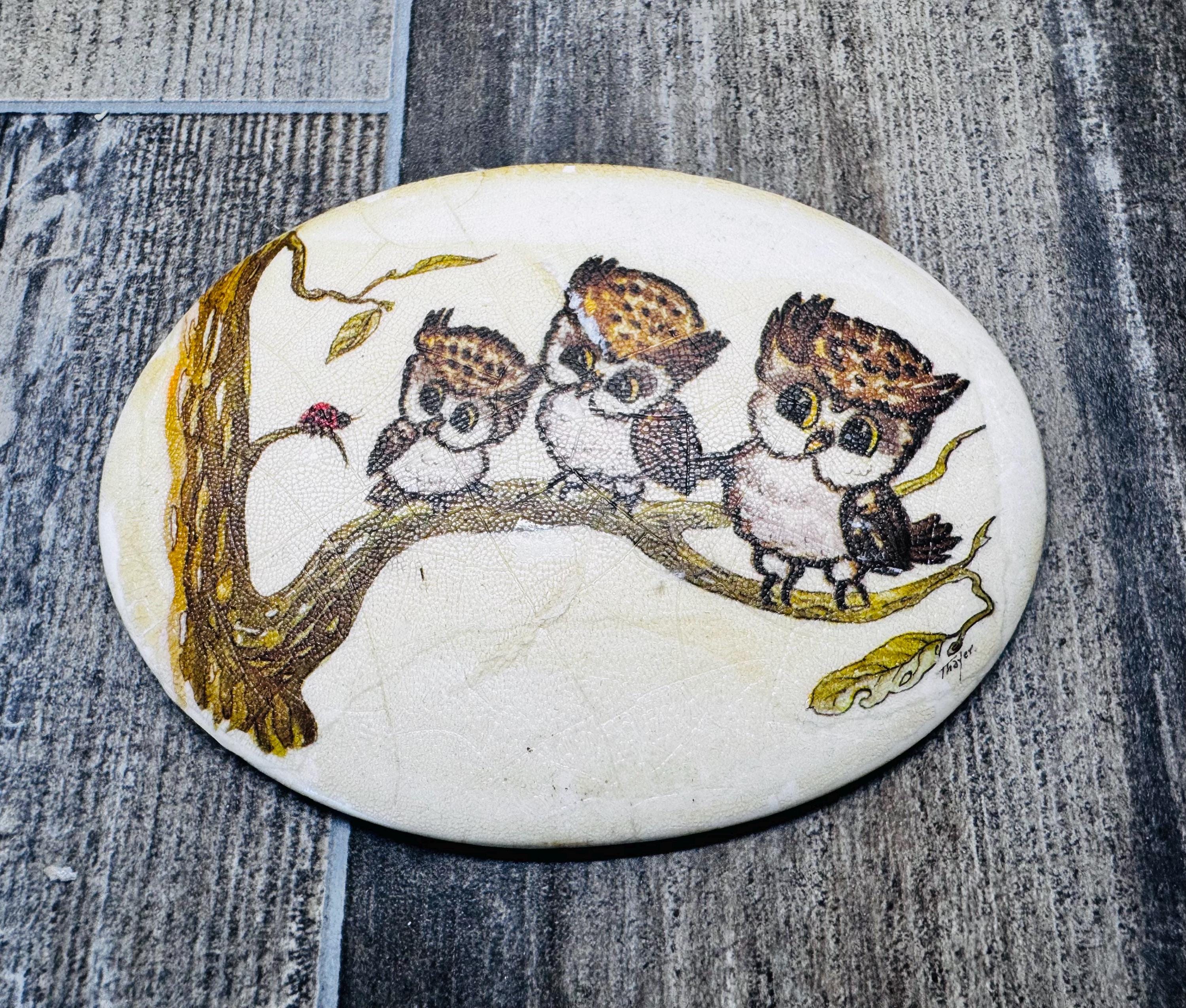 Vintage Oval Owl wall decor